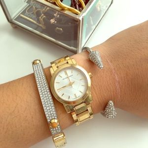 Burberry small check gold watch